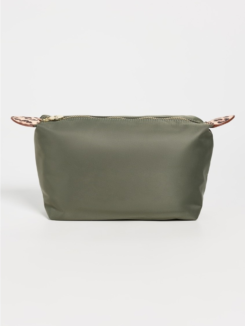 NWT Stoney Clover Lane Olive Green Cosmetic Pouch with Leopard Tab